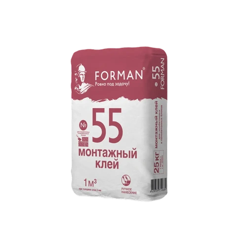 Клей монтажный для газобетонных и пенобетонных блоков Forman №55, 25кг