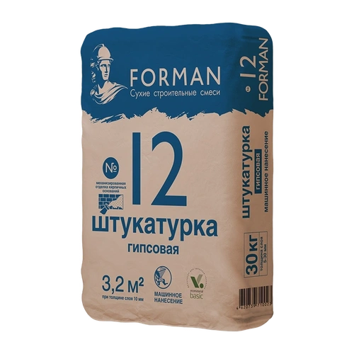 Штукатурка гипсовая машинного нанесения не требует шпатлевания Forman №12, 30кг