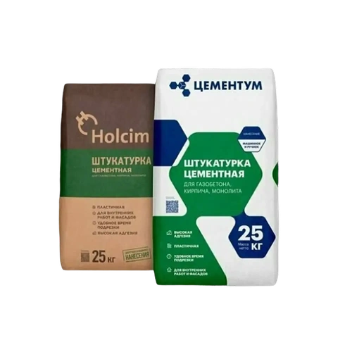 Штукатурка цементная ЦЕМЕНТУМ 25кг для ручного и машинного нанесения (56 шт в поддоне)