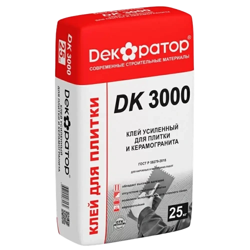 Клей для керам. плитки и керамогранита Декоратор DK 3000 25кг
