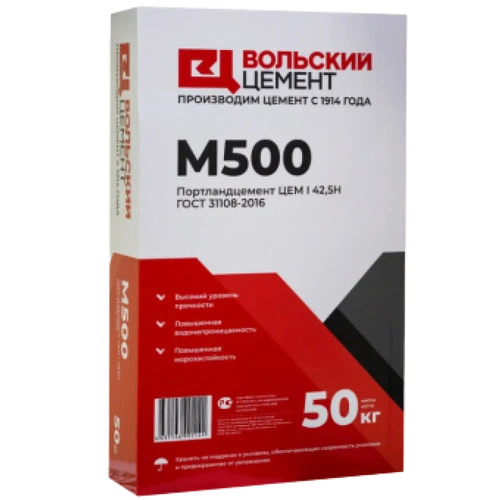 Цемент M500 Портланд Вольск ГОСТ 31108-2020 50кг/30шт на поддоне