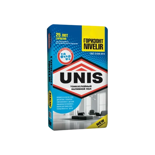 Пол наливной финишный Юнис Горизонт NIVELIR от 0,5 до 50мм 20кг